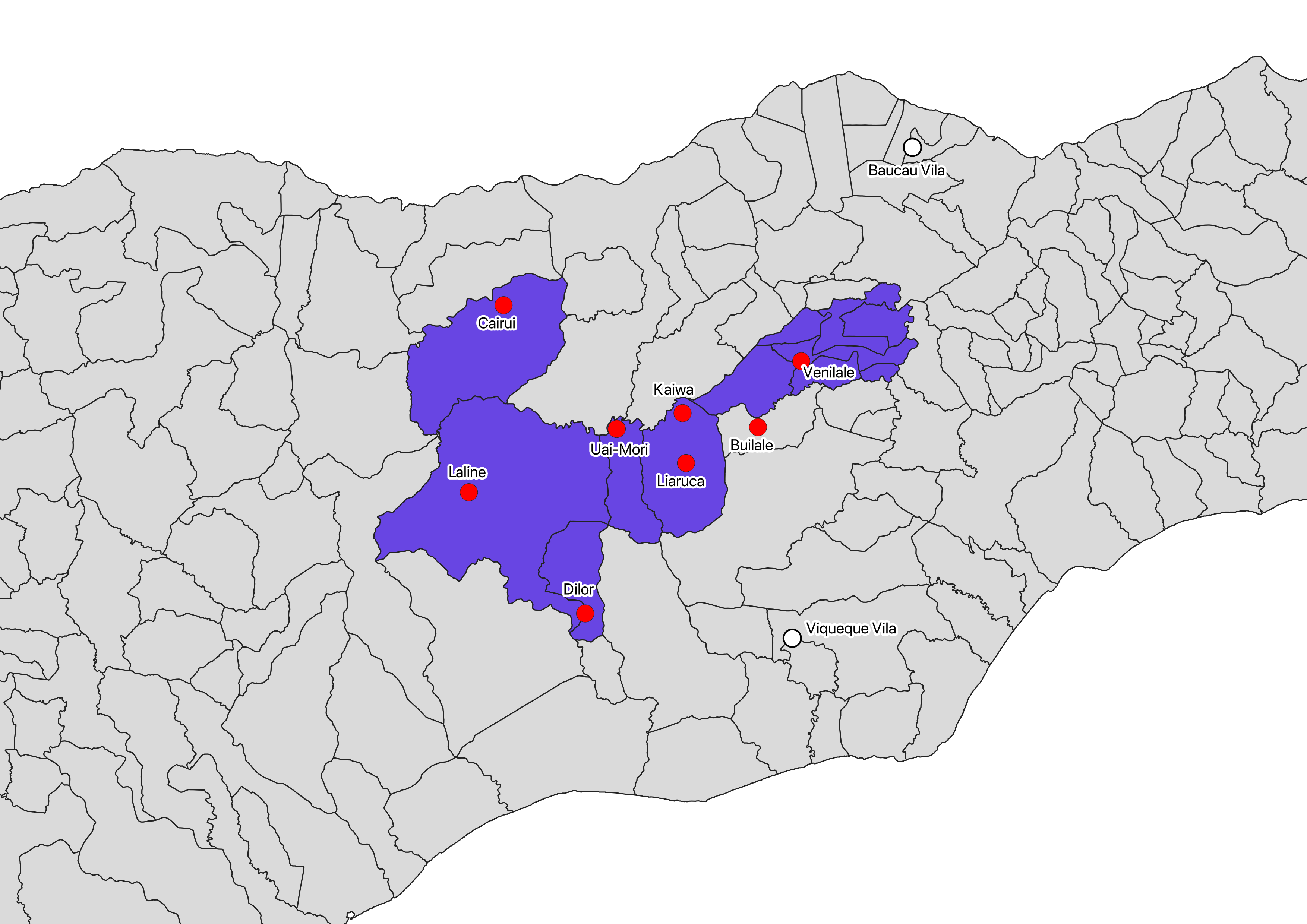Detailed map of Kairui-Midiki speaking villages